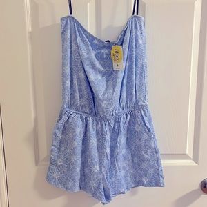 Strapless Blue floral romper NWT